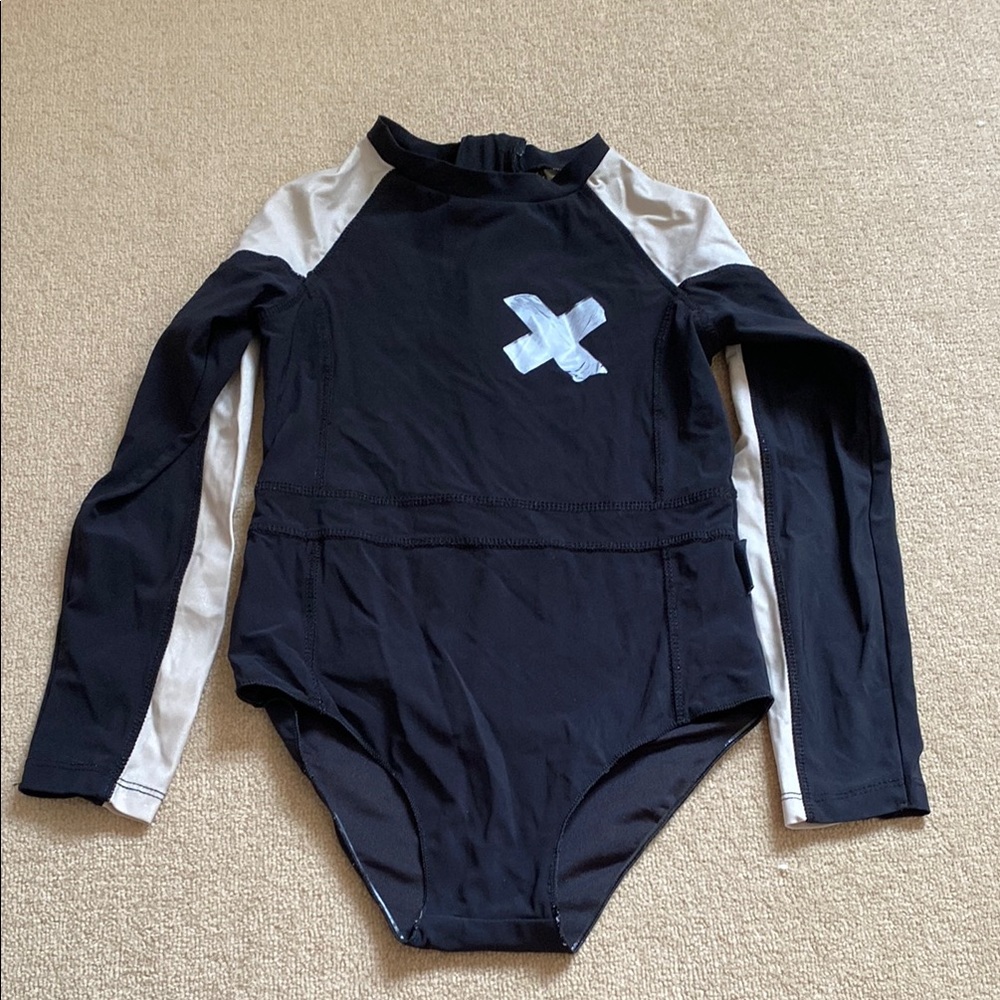 Kids Swim Long Sleeve Swimsuit - Black and White